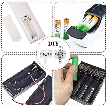 12 Pairs Battery Contacts AA Battery Springs Battery Negative to Positive Conversion Spring Contact Plated Battery Spring Contact Plate Replacement for Remote Control Battery Charger