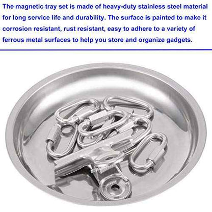 8 PCS Magnetic Bowls 6 Inches, Magnetic Trays Set Round, Stainless Steel Magnetic Parts Tray Set for Bolts, Pins, Screws, Nuts, Small Parts Tools Organization for Workshop, Garage, Craft Room