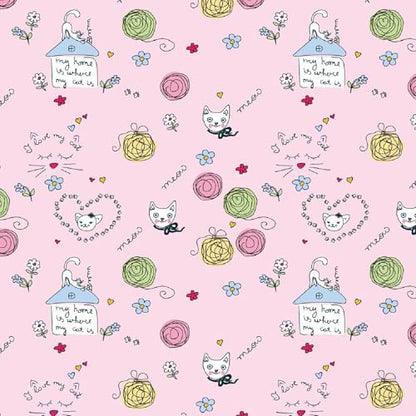 Cute Cat Pink Wallpaper Removable Vinyl Self-Adhesive Sticky Contact Paper for Kids Room Waterproof Wallpaper Perfect Baby Girl Bedroom Boys Room Girly Dollhouse Fun Decoration 17.7"x70.8"