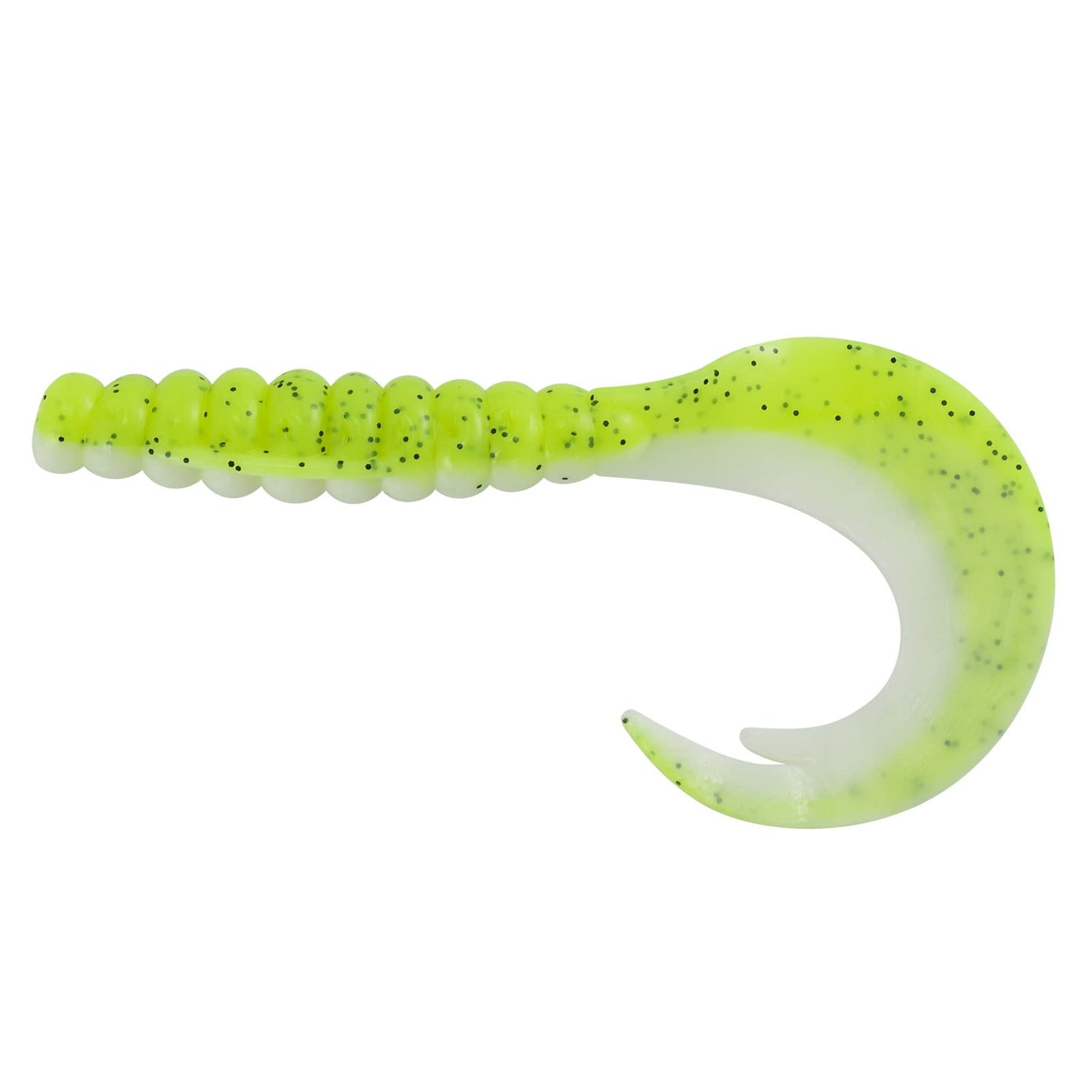 Dr.Fish 15 Pack Grub Soft Fishing Lures, 2.2 inch Soft Plastic Baits Worm Swimbaits Ribbon Tail Shad Bait for Freshwater Bass Fishing Lures Crappie Walleye Panfish Yellow and White