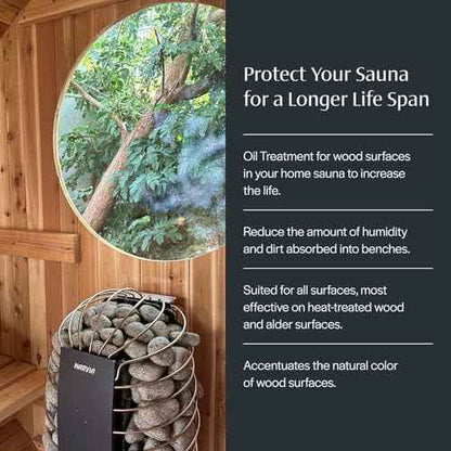 Almost Heaven Saunas Paraffin Oil, Wooden Bench & Surface Protection Oil, Wooden Surface Treatment to Protect & Accentuate Natural Wood Color, Extend Your Home Sauna Lifespan, 16.9 FL OZ