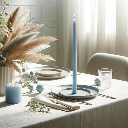 10-Inch Tall Dripless Taper Candles Set of 4 - Baby Blue Tapered Candles, Perfect for Spring - Smokeless, Unscented, Long Burning - Hand Poured, Colored Tall Candlesticks - Light Blue