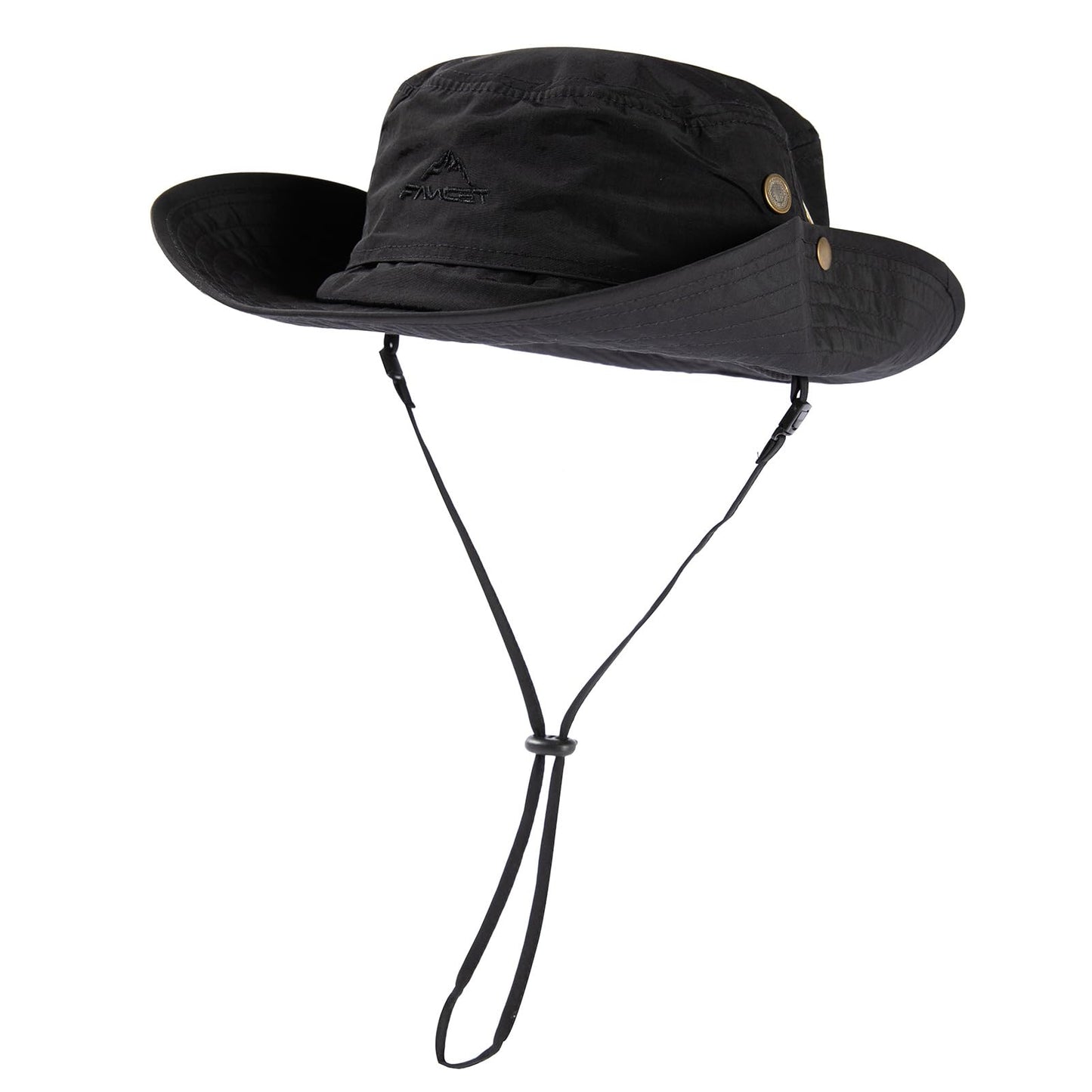 Comhats UPF 50 Sun Hats Wide Brim Summer Safari Hat Fishing Hiking Boonie Hats for Men Chin Strap Waterproof Black Medium Large