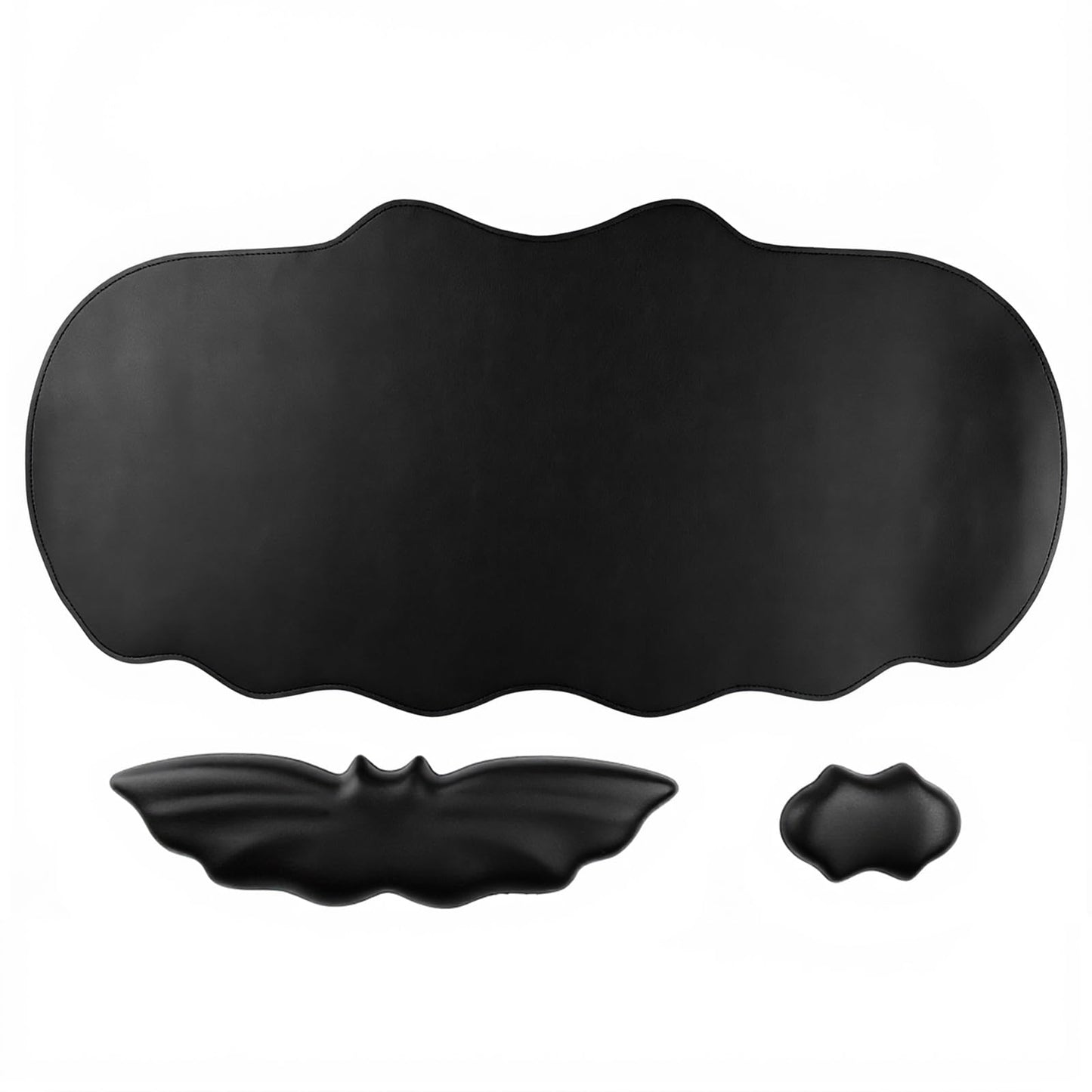 Tscuite Bat Mouse Pad, PU Leather Mousepad, 3 in 1 Keyboard Wrist Rest and Mouse Wrist Rest, Ergonomic Bat Wrist Rest Waterproof Leather Surface, Easy Typing Cushion with Memory Foam for Home Office