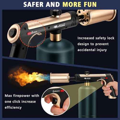 Propane Torch with Turbo Mode, Flamethrower Gun with Safety Lock, Blow Torch Gun for Cooking, Kitchen Food Torch Head for Grill, Searing Steak, BBQ, Charcoal Lighter(Tank Not Included)