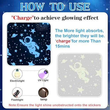 530 Glow in The Dark Stars Ceiling Stars Glow in The Dark Glow Moon and Space Wall Decals Astronaut Universe Galaxy Planet Wall Stickers Glowing Wall Stickers Kid Boys Living Room Decor