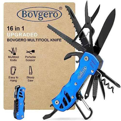 Multitool Knife, 16 in 1 Pocket Knife, Handmade Multi Tool Knife, Birthday Christmas Gift for Men Women Him Her Boyfriend Girlfriend Dad Husband, Blue