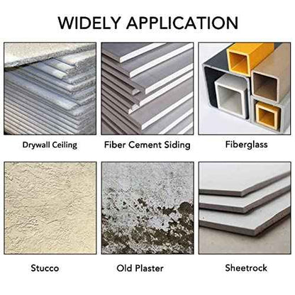 3-5/8 Inch Carbide Grit Hole Saw Cutting Through Stucco, Plaster, Cement Board, Drywall, PVC with 1-1/2" Depth, Up to 3X Faster