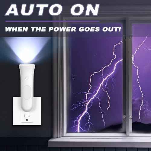4 in 1 Emergency Lights for Home Power Failure, 6 Pcs Rechargeable LED Flashlight Plug in Wall, Automatic Turn-On Power Outage Night Light Flashlight for Hurricane Preparedness Items