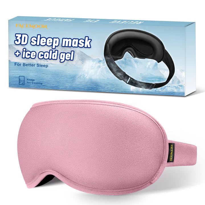 3D Cooling Gel Sleep Mask for Women & Men – 6oz Weighted Eye Mask for Sleeping, 100% Blackout, Ice Cold Gel, Migraine & Headache Relief, Eye Care, Deep Relaxation, Airplane Travel Essentials, Gift