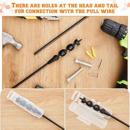 Lasnten 2 Pcs Flexible Drill Bit for Wire Pulling 54 x 3/4¡¿1/4 Inch Long Auger Drill Bits with Fish Eye Hole and Screw Point for Wood Through Walls Ceilings and Sidewalks