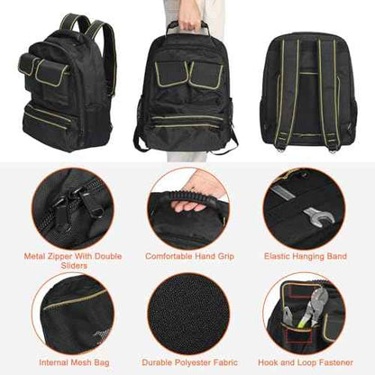 HARFINGTON Tool Backpack Tools Organizer Multipurpose Multifunction Pockets ToolBag for Men Women with Adjustable Shoulder Strap