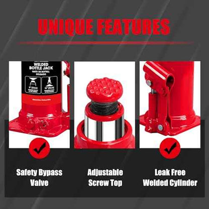 Bottle Jack 12 Ton (24,000 LBs) Hydraulic Car Jack, Fit for Auto Truck Repair and House Lift, Red