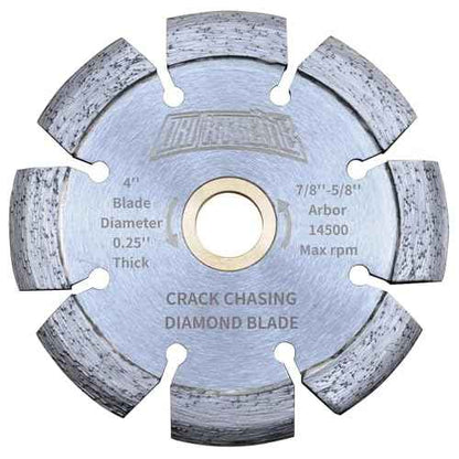 4" Diamond Crack Chaser Blades for Routing and Repairing Cracks in Concrete and Asphalt - 1/4" Width with 7/8"-5/8" Arbor