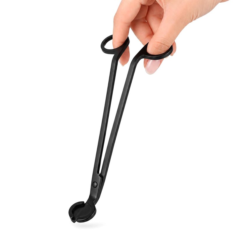 CHEFBEE Candle Wick Trimmer, Black Polished Stainless Steel Wick Clipper Cutter, Scissors, Reaches Deep Into Candles to Cut Spent Cord, Allow Cleaner Burn and Prevent Soot Buildup