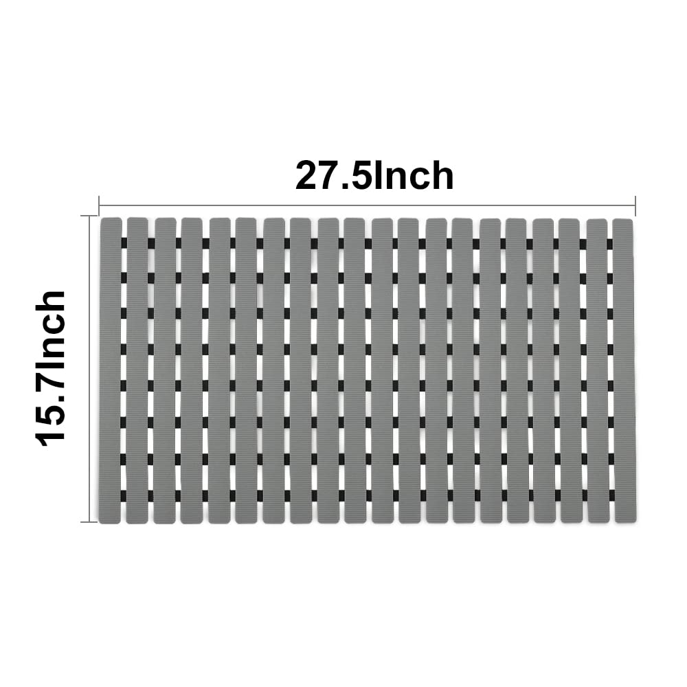 BEMISO Shower Mat Non Slip Bathtub Mat with Suction Cups and Drain Holes 27.5 x15.7 Inch Bath Mat for Tub & Shower.Easy Dry,Easy to Cut,Eco-Friendly