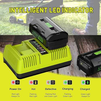Dual Port OP401 Fast Charger Compatible with Ryobi 40V Battery OP4015 OP4026 OP4050 OP4060 Replacement Ryobi Charger 40V