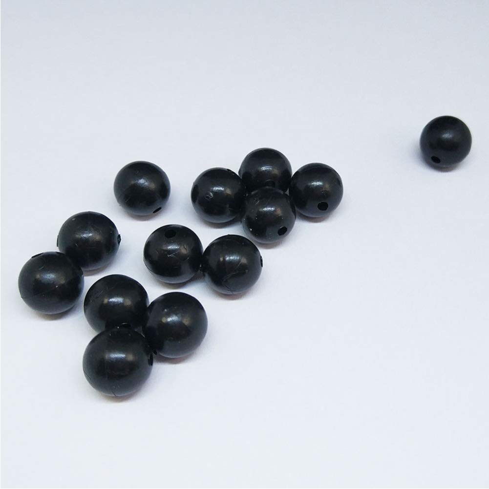 unclesportinfof 200pcs/pack Soft Rubber Black Fishing Beads Round Plastic Rig Beads 8mm Carp Fishing Gear Accessory