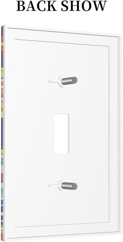 Traditional Colorful Talavera Mexican Spanish Moroccan Tiles Single Toggle Light Switch Plates Cover Decorative 1 Gang Wall Plate Electrica Faceplate for Bathroom Bedroom Decorate Accessories