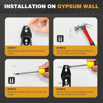 Steel Garage Storage Hooks, 16-Pack, Heavy Duty Wall Mount Hooks for Bike, Ladder, Garden Tools, Anti-Slip Coating