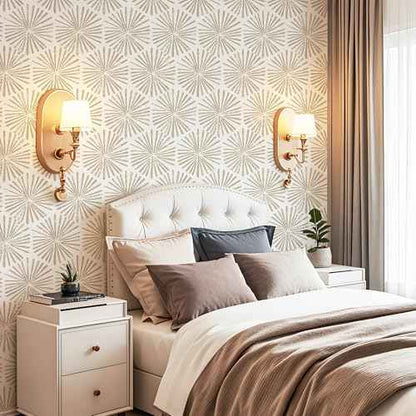 Safiyya 118"x17.3" Peel and Stick Wallpaper Boho Contact Paper Peel and Stick Wall Paper Modern Self Adhesive Removable Wallpaper Beige Geometric Wallpaper for Bedroom Covering Vinyl Rolls