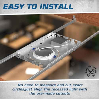 OHLECTRIC 6 Pack ? New Construction Mounting Plate ? Muti-Size 3/4/6 Inch ? Easy Cutout Adjustable Hole Size & Bars - Made of Galvanized Steel Recessed LED Rough in Plate/Bracket