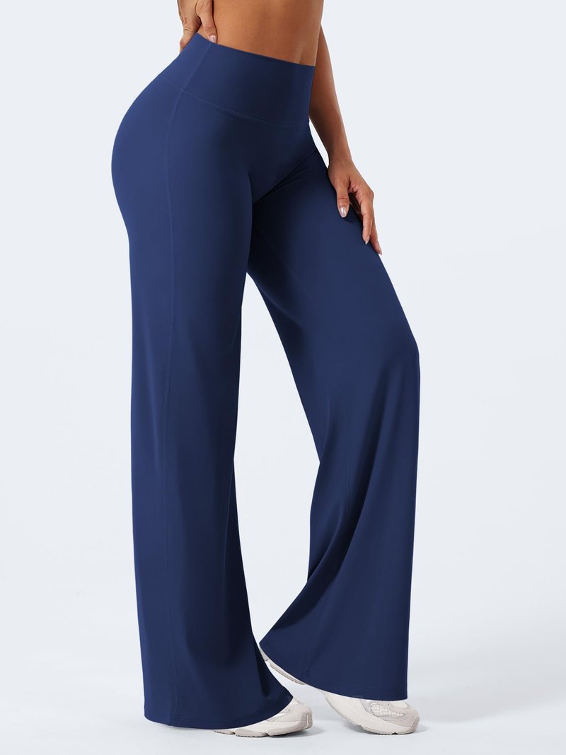 YEOREO Workout Leggings Womens No Front Seam Straight Leggings 33" Thin Fleece High Waist Buttery Eddiy Gym Yoga Pants Navy Blue XS