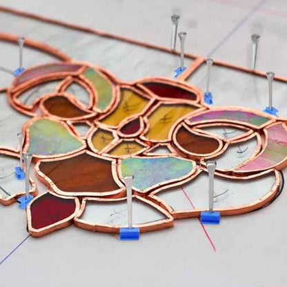 Zonon 150 Pcs Stained Glass Making Tool Set 100 Horseshoe Nails and 50 Glass Stop Blocks for Making Stained Panels