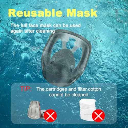 Full Face Respirator Mask Reusable,Full Face Cover Gas Mask with Double Filtration,for Painting,Dust,Carpentry,Welding and Other Work Protection