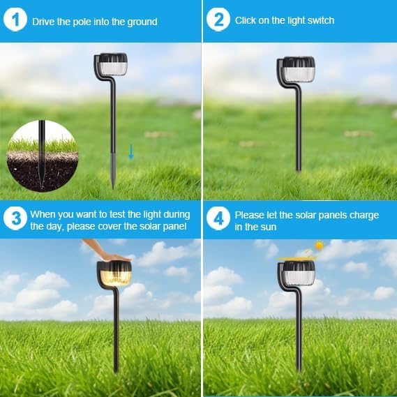 Outdoor Solar Pathway Lights, IP64 Waterproof Solar Powered Landscape Spot Light, 2 Pack Solar Decoration Garden Lights for Yard,Porch,Walkway,Driveway