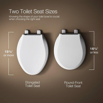 KOHLER 20111-96 Brevia, Slow Close Toilet Seat, Round Toilet Seat, Grip-Tight Bumpers Quick-Attach Hardware, Biscuit (Pack of 2)