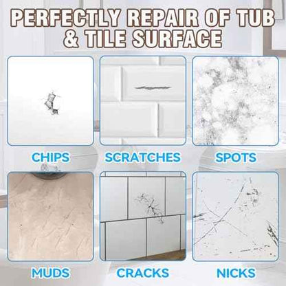 Tub and Tile Paint, 1.5 OZ High-Gloss White Touch Up Paint Pen for Bathtub, Quick-Dry Porcelain Repair Kit for Scratches & Chips on Tubs, Tiles, Enamel, Sinks, Toilets, Porcelain, Acrylic and Cast Iron