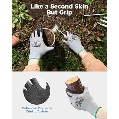 toolant Crinkle Latex Work Gloves Bulk, Rubber Coated Safety Work Gloves for Men and Women, 12 Pairs for Construction, Gardening, Warehouse (Gray, Large)