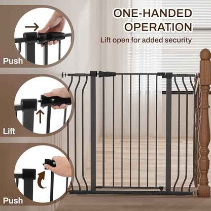 ELEVON Baby Gate for Stairs Doorways, Safety Pet Gate with Auto-Close/Hold-Open Features, Fits Openings 29.1¡± to 43.3¡±, 36¡± Tall, Easy Pressure Mounted Walk Through Baby Dog Gate, Graphite