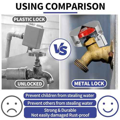 Outdoor Faucet Lock, 2 Pack Water Hose Bib Spigot Lock Stainless Steel Cover & Padlock Kits for 1-1/2 to 3 Inch Dia Valve Handles to Prevent Outside Water Theft and Unauthorized Use