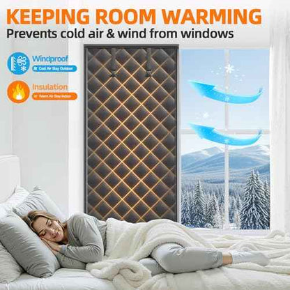 Window Insulation Kit for Winter 75"x79" Cold Weather Thermal Curtain with Heavy Cotton, Insulated Window Cover for Winter & Windows Draft Blocker for Winterizing Windows in Home RV Basement?Black