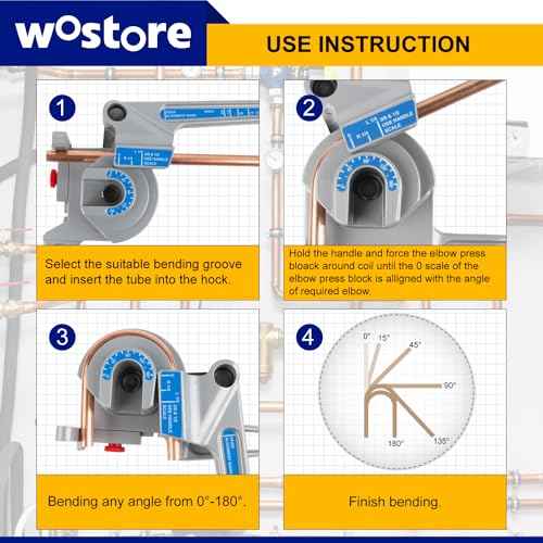 Wostore Tubing Bender 3 in 1 Tube Bender 180¡Æ For Tubing 1/4",3/8", 1/2", Bending Copper, Aluminium, Soft Thin Stainless Tubes For HVAC