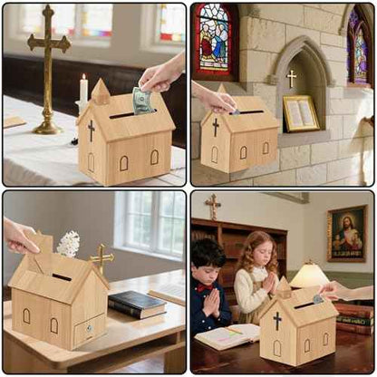 Offering Boxes for Church - Prayer Request Box, Wood Church Offering Collection Tithing Donation Fundraising Box 9.1 x 6.7 x 11.8 in