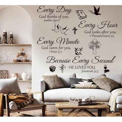 Bible Verse Wall Stickers Inspirational Quote Motivational Scripture Sticker Peel and Stick Wall Decals Religious for Living Room Family Home Bedroom Decor