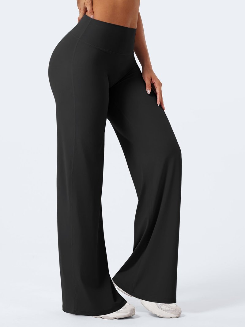 YEOREO Workout Leggings Womens No Front Seam Straight Leggings 33" Thin Fleece High Waist Buttery Eddiy Gym Yoga Pants Black M