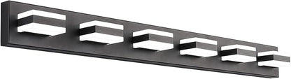 SOLFART Modern LED Vanity Light Matt Black Vanity Light Bathroom Lighting Fixture Over Mirror 6 Lights