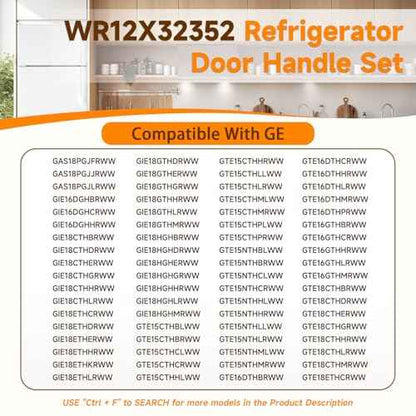 WR12X32352 Refrigerator Door Handle Set, Compatible with GE Handle Set (White), Refrigerator Door Handles Replacement Replace AP6985344 WR12X27039 WR12X21157 Refrigerator Handle