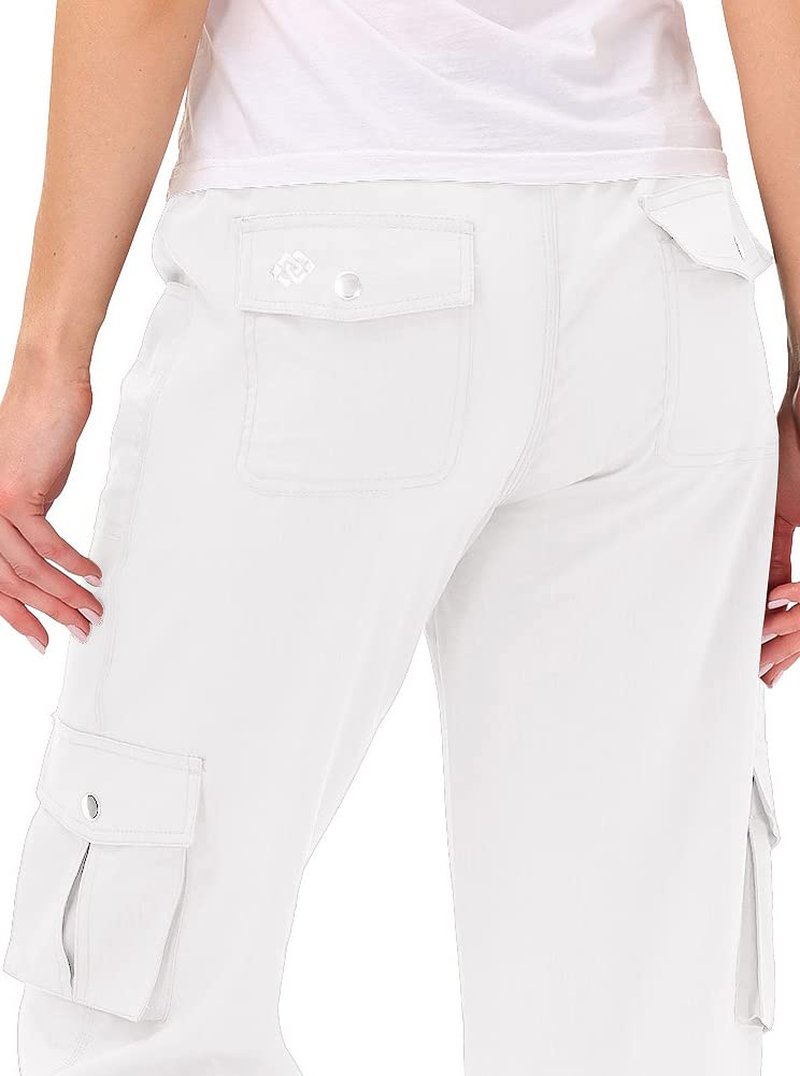 MoFiz Hiking Cargo Shorts for Women Outdoor Quick Dry Athletic Shorts for Boating Camping with Pockets White