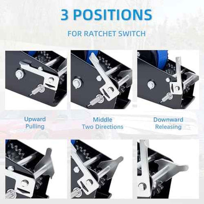 3500LBS Heavy Duty Boat Trailer Winch with 32FT Strap, 2-Way Ratchet, 4:1/8:1 Gear Trailer Winch, Portable Hand Crank for Boat, Truck, Trailer, RV, ATV, Jet Ski
