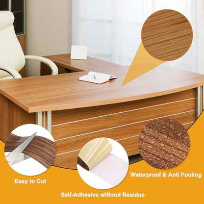 HARFINGTON Wood Grain Repair Tape 4 Inch x 33ft Self Adhesive Repair Patch Tape Simulated Wooden Floor Tapes with Plastic Scraper for Tables Doors Windows Furniture, Brown Wood