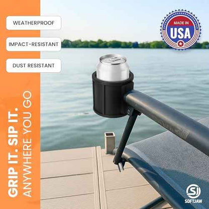 SoftJaw Slim Magnetic Cupholder | Heavy-Duty Rubber Tool Holder for Water Bottles & Cans | Scratch-Resistant & Durable for Trucks, Equipment, Worksites, Tailgating & More | Made in USA (Black, Slim)