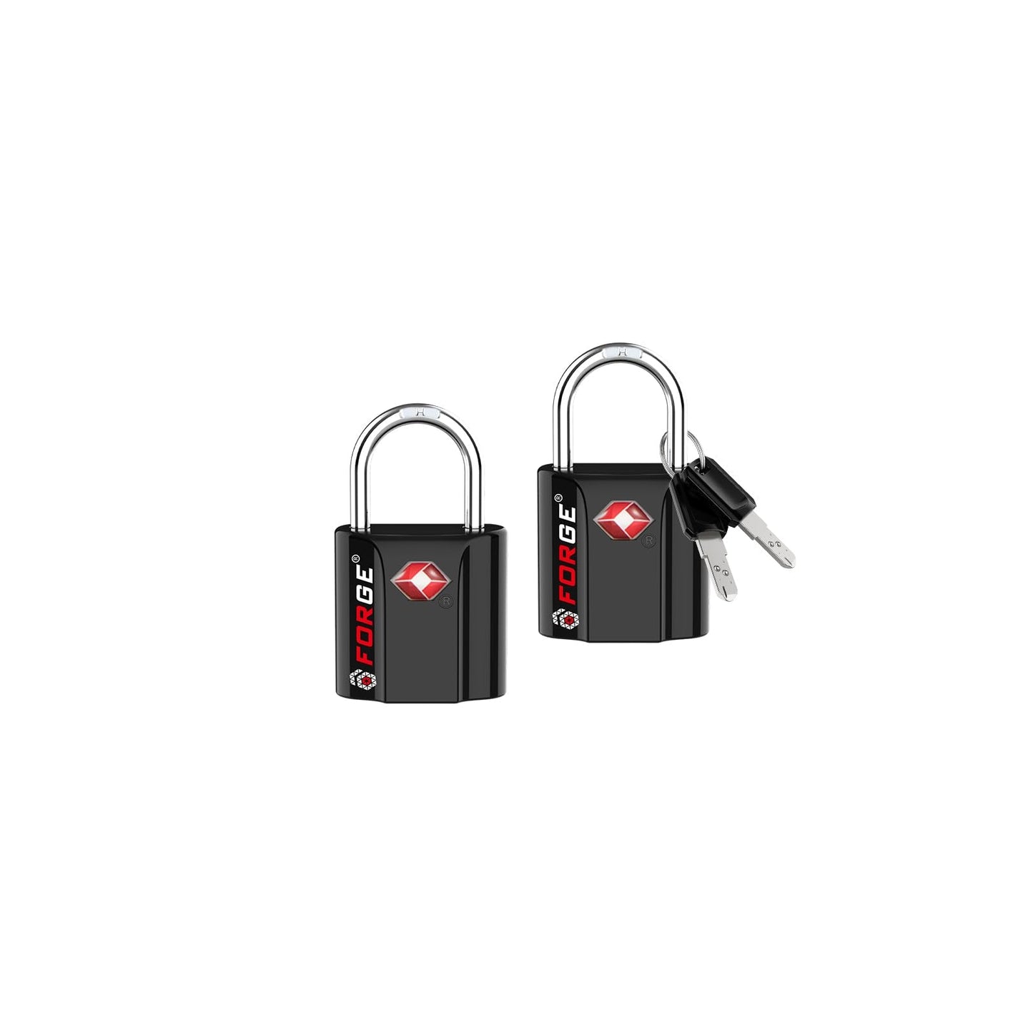 Forge OX 1'' Wide 1.8'' Tall, TSA Approved Luggage Locks: Key Locks for Travel. Ultra Secure Dimple Key Travel Locks Alloy Body. for Luggage, Backpack, Small Toolbox and More. Black 2 Pack.