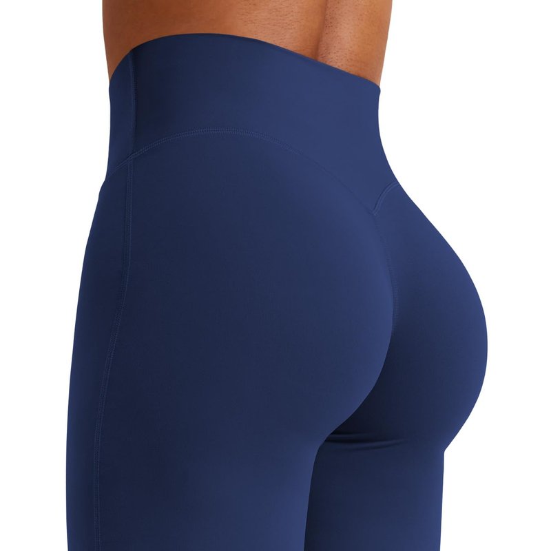 YEOREO Workout Leggings Womens No Front Seam Straight Leggings 33" Thin Fleece High Waist Buttery Eddiy Gym Yoga Pants Navy Blue XS