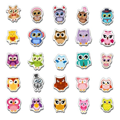 Pack 50 Pcs Funny Animal Cute Owl Stickers for Water Bottles Waterproof Laptop Luggage Computer Scrapbooking Teens Adults Girls Boys Aesthetic Sticker Packs Small Vinyl Decals