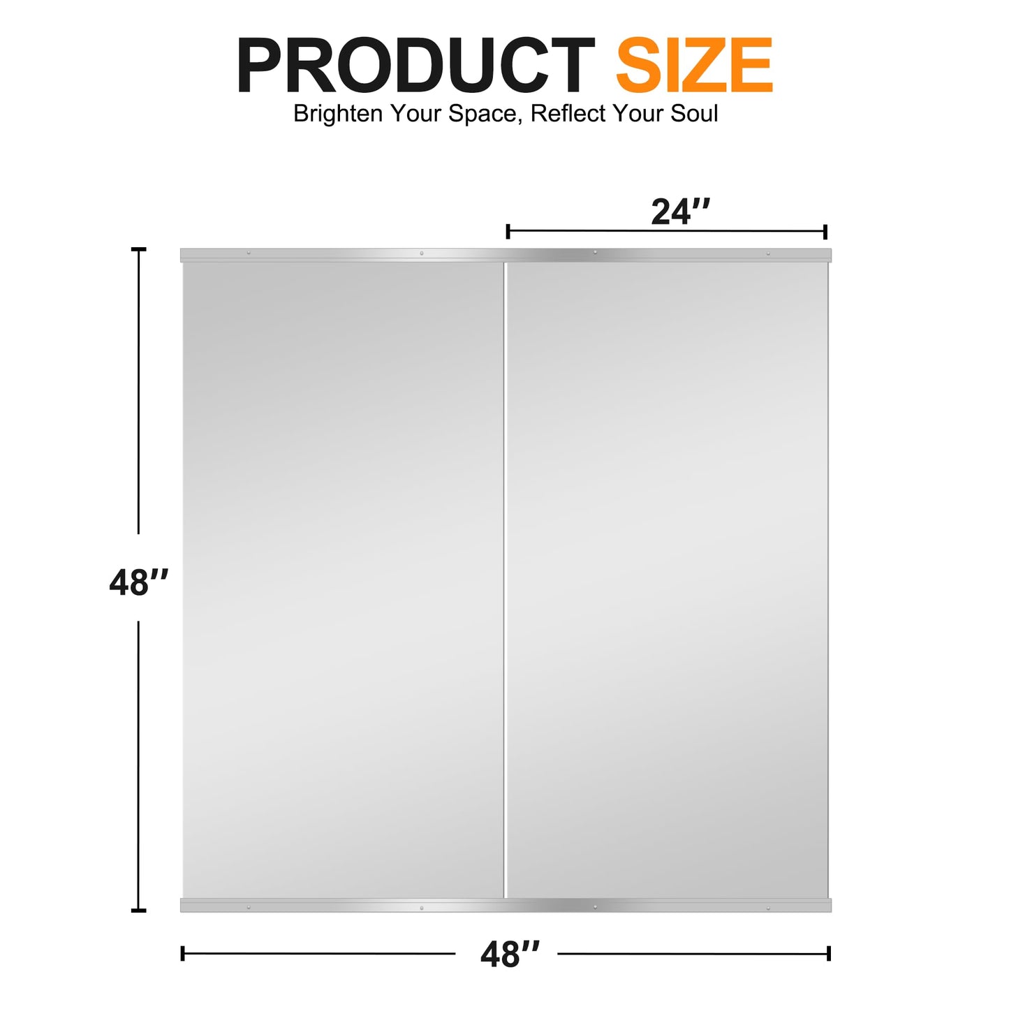 Delma Home Gym Mirror,48''x24''x2PCS Silver,Large Full Body Tempered Glass Frameless, Wall-Mounted for Gym, Yoga, Garage, Bedroom, Bathroom